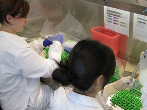 Two students in a lab